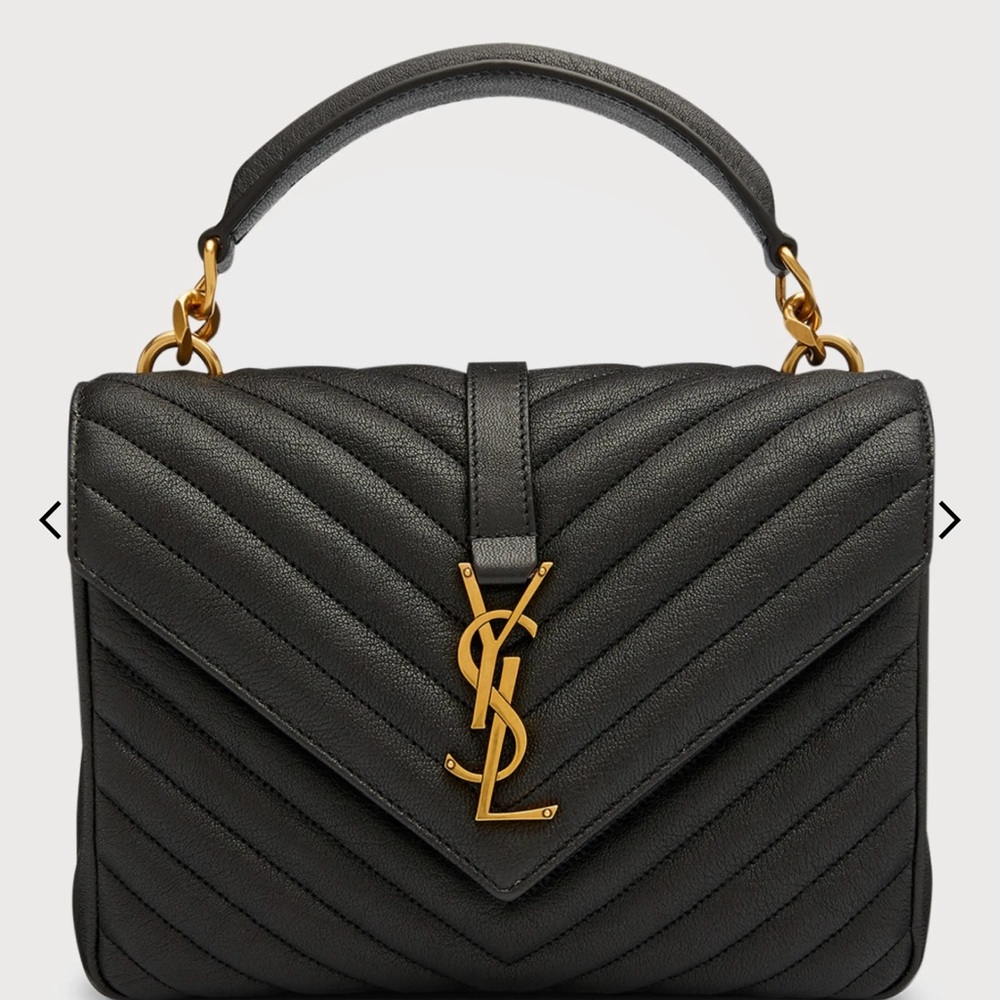 Yves Saint Laurent College Medium Flap YSL Shoulder Bag in Quilted Leather